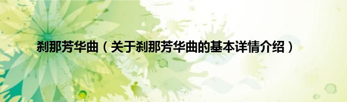 刹那芳华曲（关于刹那芳华曲的基本详情介绍）