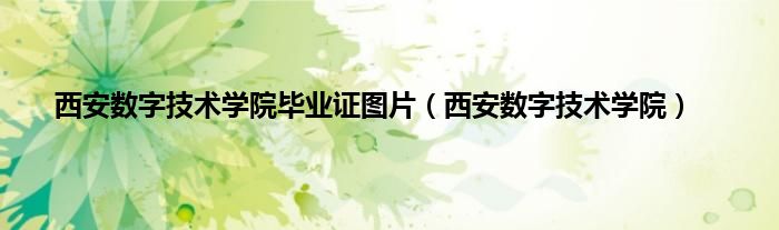 西安数字技术学院毕业证图片（西安数字技术学院）