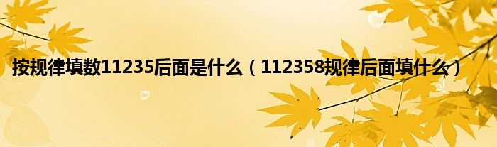 按规律填数11235后面是什么（112358规律后面填什么）