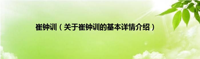 崔钟训（关于崔钟训的基本详情介绍）