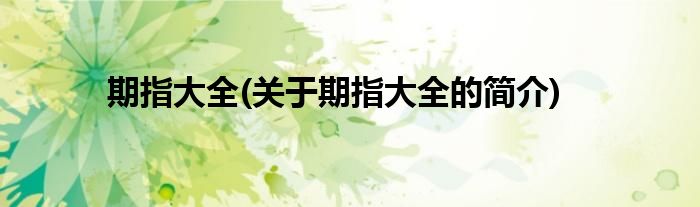 期指大全(关于期指大全的简介)