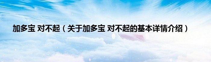 加多宝 对不起（关于加多宝 对不起的基本详情介绍）