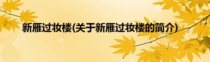 新雁过妆楼(关于新雁过妆楼的简介)