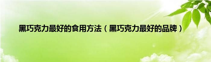 黑巧克力最好的食用方法（黑巧克力最好的品牌）