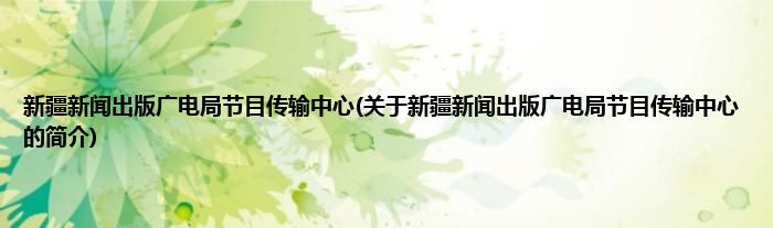 新疆新闻出版广电局节目传输中心(关于新疆新闻出版广电局节目传输中心的简介)