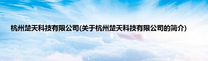 杭州楚天科技有限公司(关于杭州楚天科技有限公司的简介)