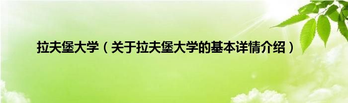 拉夫堡大学（关于拉夫堡大学的基本详情介绍）