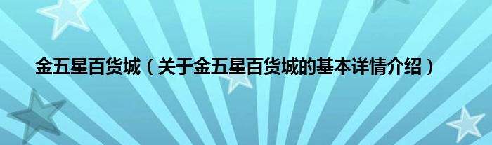 金五星百货城（关于金五星百货城的基本详情介绍）