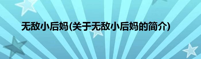 无敌小后妈(关于无敌小后妈的简介)