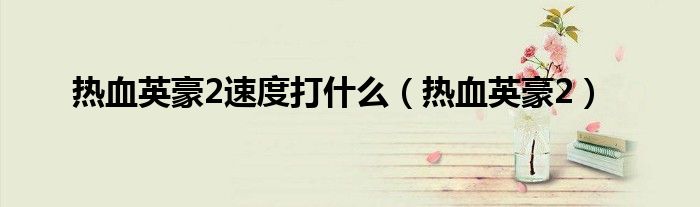 热血英豪2速度打什么（热血英豪2）