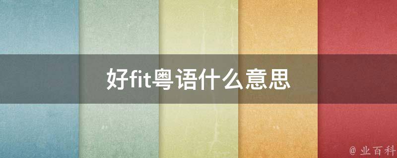 好fit粤语什么意思