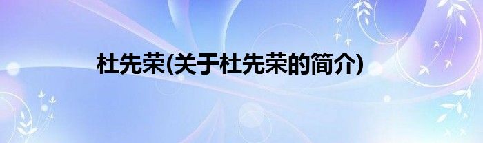 杜先荣(关于杜先荣的简介)