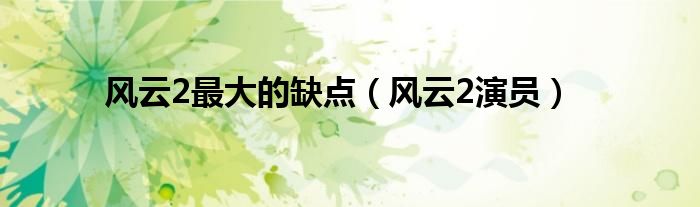 风云2最大的缺点（风云2演员）