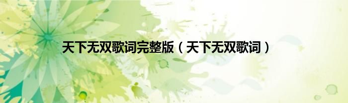 天下无双歌词完整版（天下无双歌词）