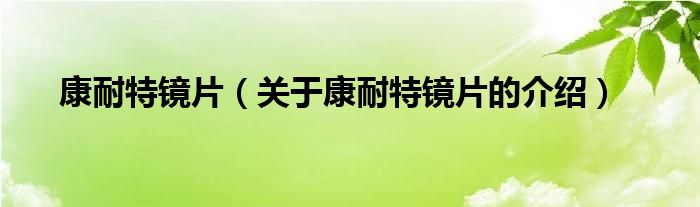 康耐特镜片（关于康耐特镜片的介绍）