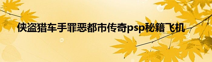 侠盗猎车手罪恶都市传奇psp秘籍飞机