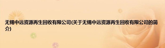 无锡中远资源再生回收有限公司(关于无锡中远资源再生回收有限公司的简介)
