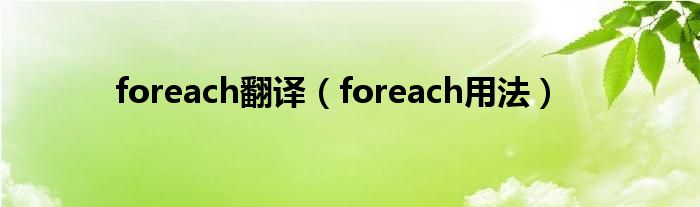 foreach翻译（foreach用法）