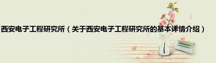 西安电子工程研究所（关于西安电子工程研究所的基本详情介绍）