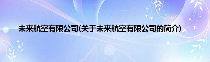 未来航空有限公司(关于未来航空有限公司的简介)