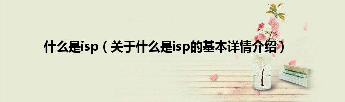 什么是isp（关于什么是isp的基本详情介绍）