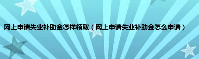 网上申请失业补助金怎样领取（网上申请失业补助金怎么申请）