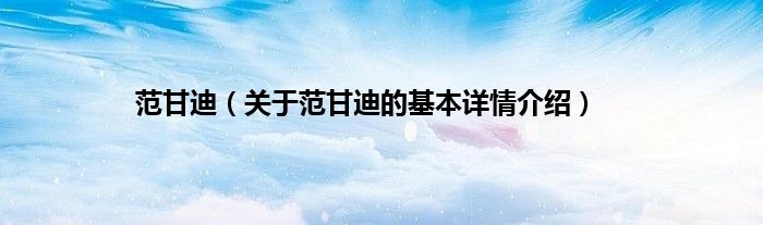 范甘迪（关于范甘迪的基本详情介绍）