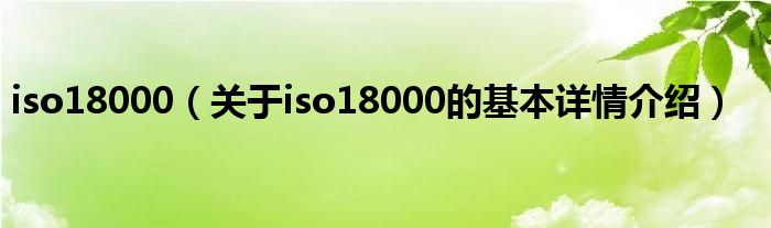 iso18000（关于iso18000的基本详情介绍）
