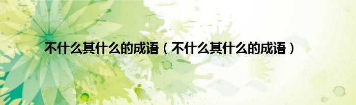 不什么其什么的成语（不什么其什么的成语）