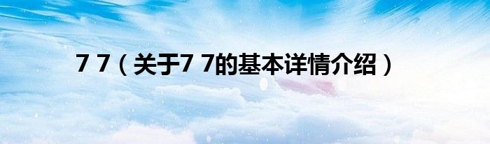7 7（关于7 7的基本详情介绍）