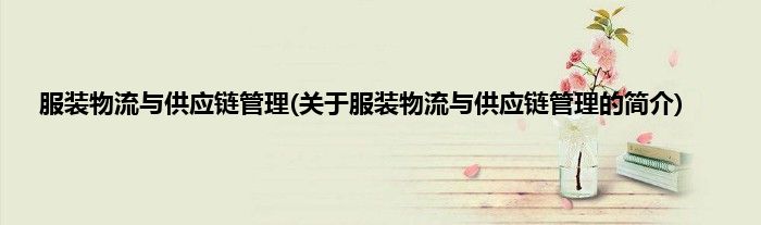 服装物流与供应链管理(关于服装物流与供应链管理的简介)