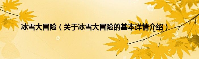 冰雪大冒险（关于冰雪大冒险的基本详情介绍）