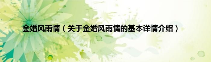 金婚风雨情（关于金婚风雨情的基本详情介绍）