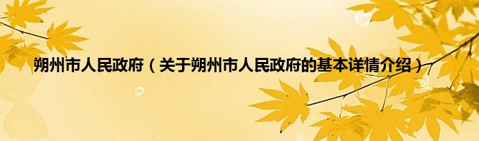 朔州市人民政府（关于朔州市人民政府的基本详情介绍）