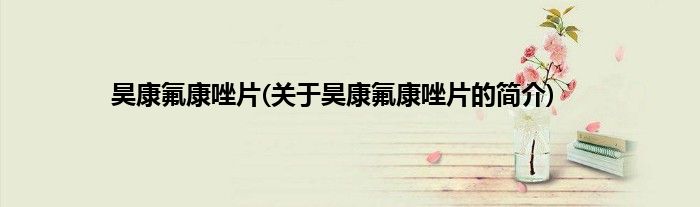 昊康氟康唑片(关于昊康氟康唑片的简介)