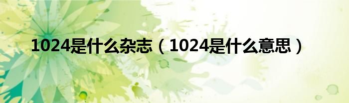 1024是什么杂志（1024是什么意思）