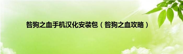 咎狗之血手机汉化安装包（咎狗之血攻略）
