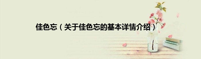 佳色忘（关于佳色忘的基本详情介绍）