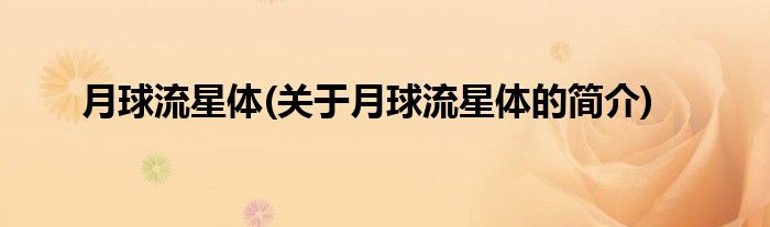 月球流星体(关于月球流星体的简介)