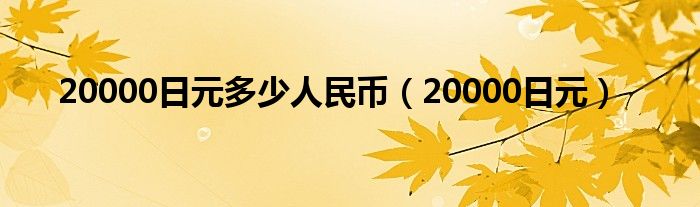 20000日元多少人民币（20000日元）