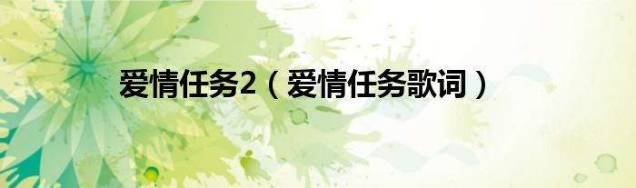 爱情任务2（爱情任务歌词）
