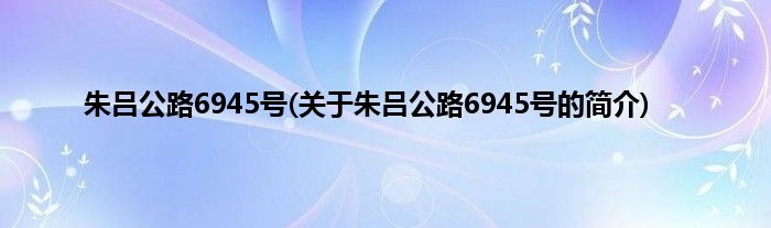 朱吕公路6945号(关于朱吕公路6945号的简介)