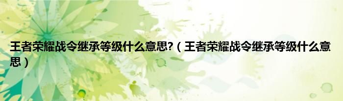王者荣耀战令继承等级什么意思?（王者荣耀战令继承等级什么意思）