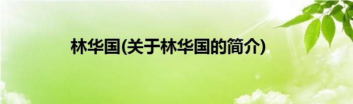 林华国(关于林华国的简介)