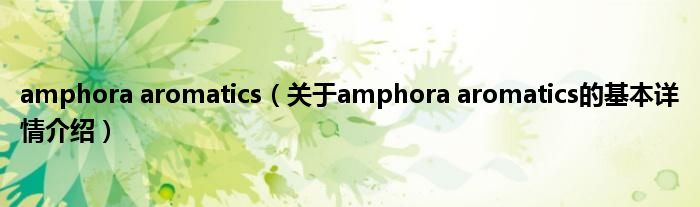 amphora aromatics（关于amphora aromatics的基本详情介绍）