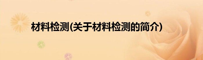 材料检测(关于材料检测的简介)