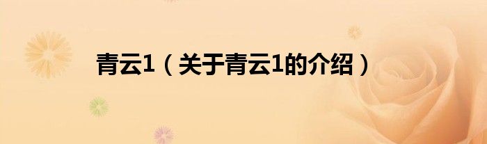 青云1（关于青云1的介绍）
