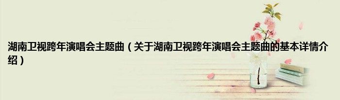 湖南卫视跨年演唱会主题曲（关于湖南卫视跨年演唱会主题曲的基本详情介绍）