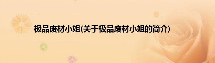极品废材小姐(关于极品废材小姐的简介)