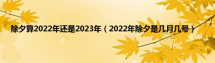 除夕算2022年还是2023年（2022年除夕是几月几号）